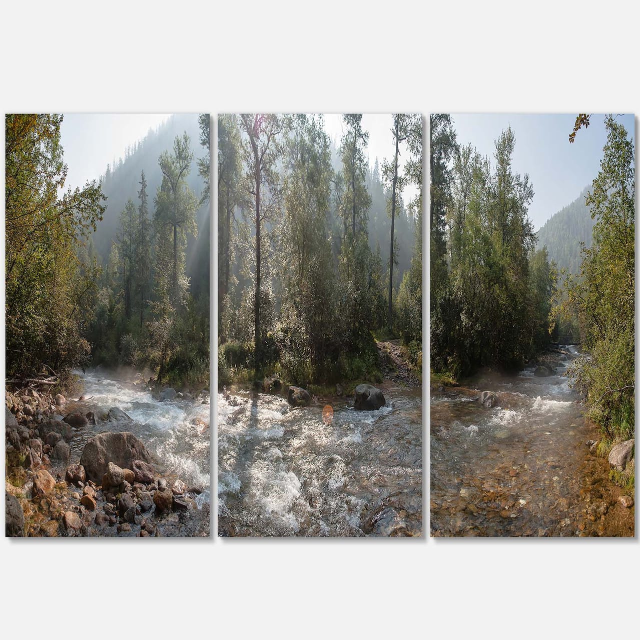 Designart - Mountain River Panorama - Landscape Canvas Art Print